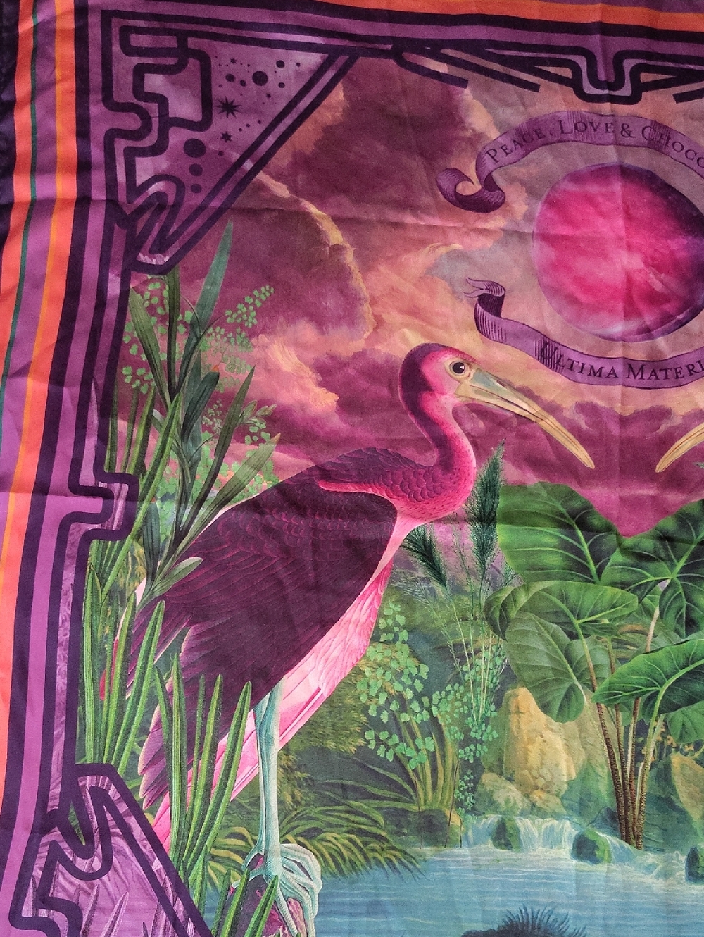 Vosges Haut-Chocolat Pink Tropical Bird Silk Limited Edition Collab 2022 Scarf - Picture 4 of 8